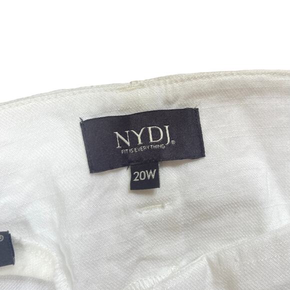 NYDJ Marilyn Straight Pants In Plus Size In Stretch Linen White Size 20 - Picture 4 of 9